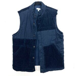 Sun + Stone Navy Corduroy Puffer Insulated Vest Button Up Men's Size XL